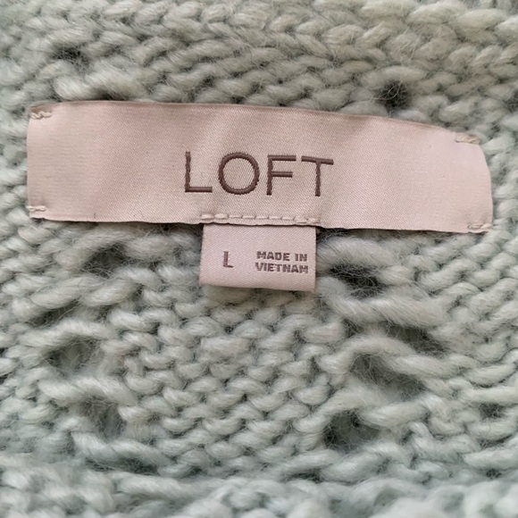 Loft cozy knit sweater with scalloped hem detail mint green, size L acrylic/wool - Picture 5 of 6